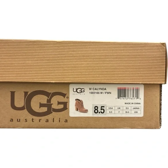 UGG Tan Heeled Lace Up Ankle Boots with Chunky Heel Rugged Sole Lined Size 8.5 - Picture 14 of 15